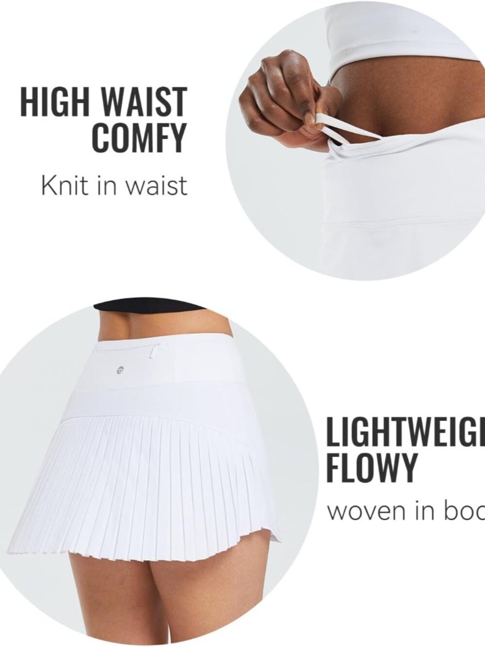 Tennis Skirt Pleated Golf Skorts with 3 Pockets - Picture 5 of 7